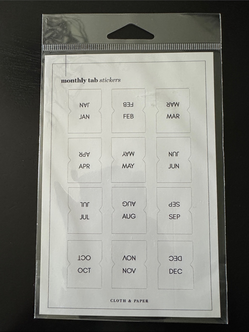 Cloth & Paper Monthly Tab Stickers - White